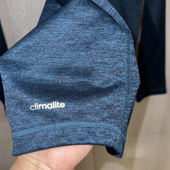 adidas L climalite Blue Black Heathered Quarter Zip Pullover Athletic Sweatshirt - Picture 7 of 12